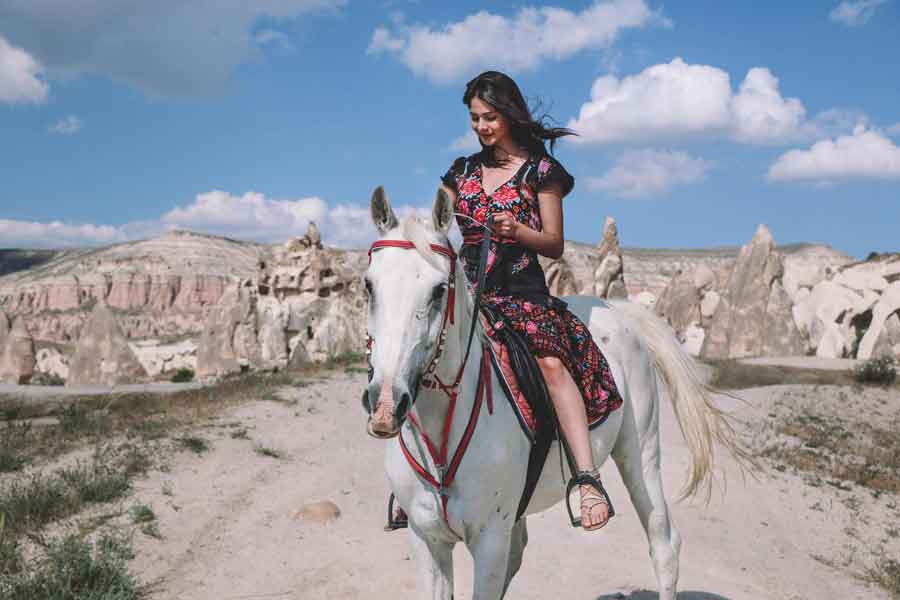 Girl horse riding in Cappadocia